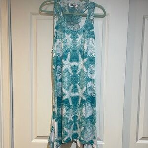 India Boutique Teal and White Beach Cover up